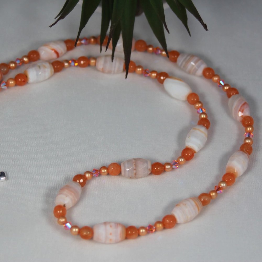 Jade and orange Chalcedony Necklace